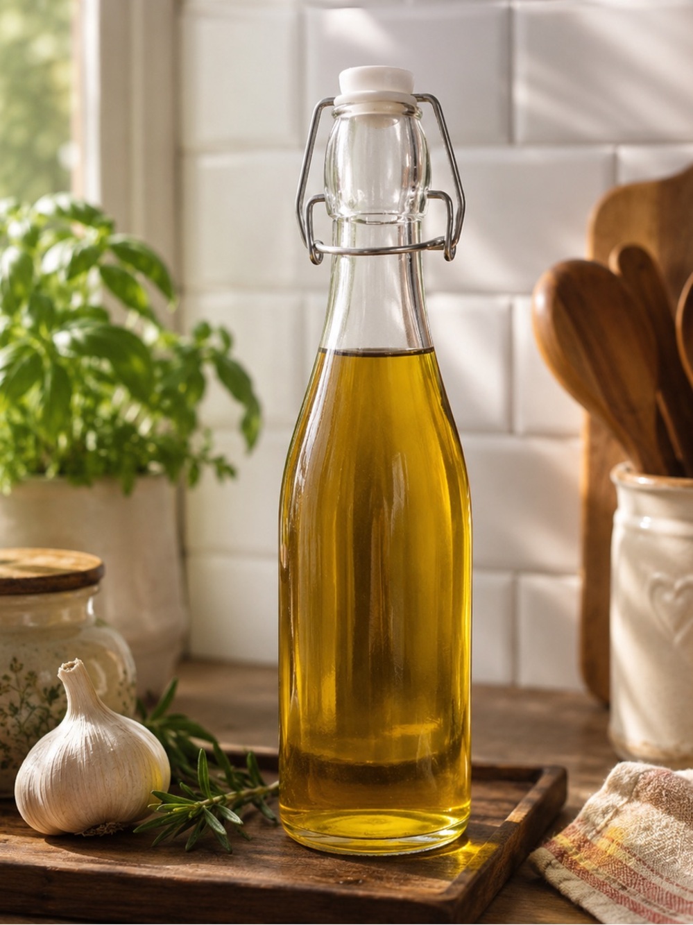 Vintage Clear Glass Milk Bottle with Swing Top Closure